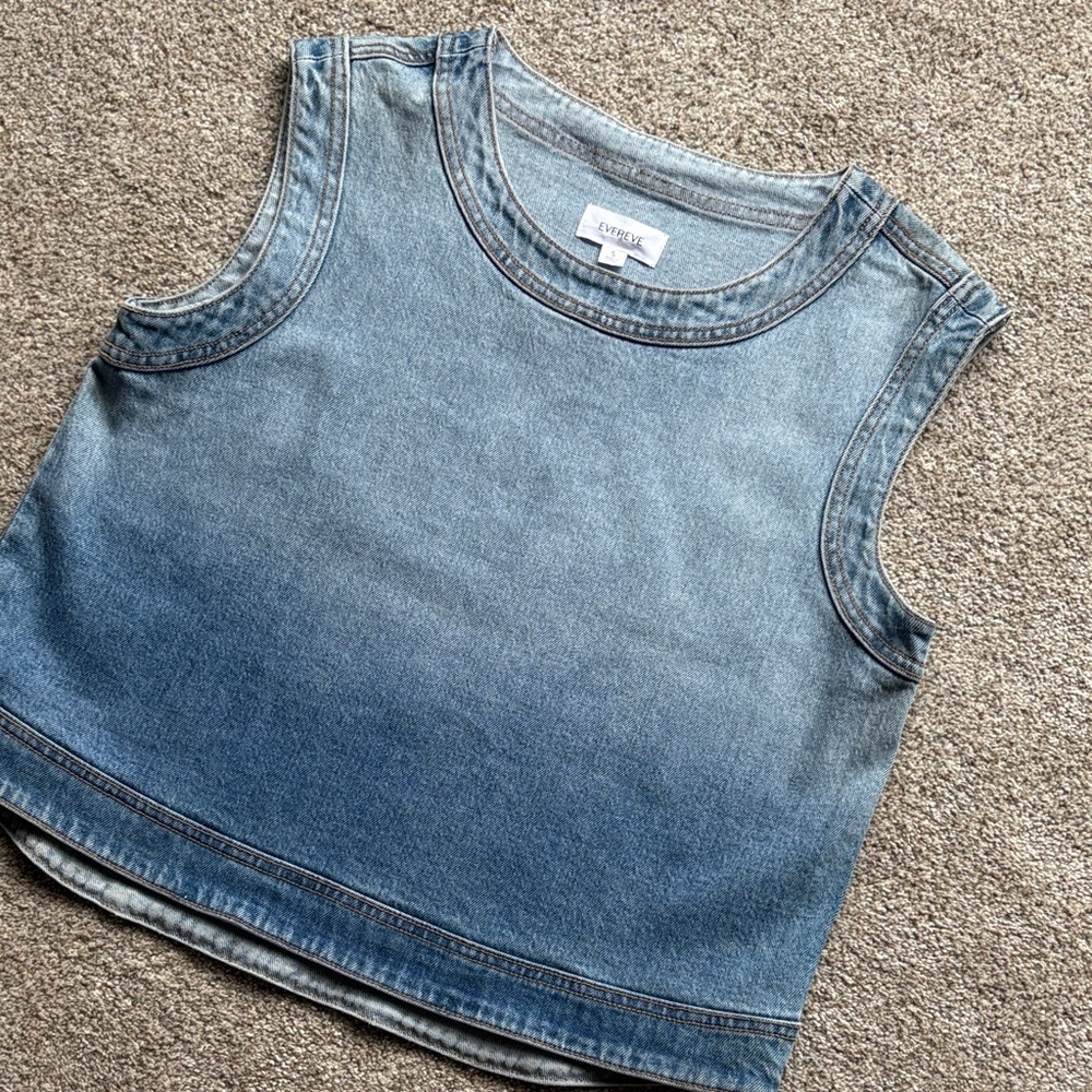 Evereve Light-to-Mid Wash Denim Tank Top